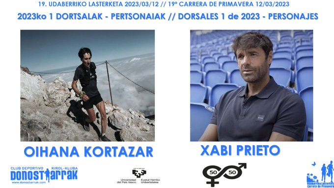 Los dorsales 1 de 2023 serán para la corredora de montaña Oihana Kortazar y el exfutbolista de la Real Sociedad, Xabi Prieto