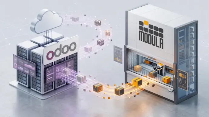 Sincronización automática del catálogo de artículos entre el ERP Odoo y el almacén inteligente Modula.